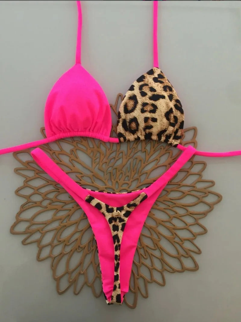 Brazilian Bikini Set Sexy Push Up Swimsuit Two Piece Triangle Tie Side Bottoms Beach Swimming Wear Bathing Suit Women