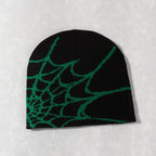 Knitting Spider Web Design Hat Skullies Beanies for Men Women Pullover Pile Cap Y2k Goth Warm Beanie Hats New Hip-hop Street Cap