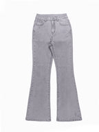 Men Jeans Boot Cut Solid Jean Wide Leg Denim Pant Distressed Washed Full Ankle Length Pockets Zipper Fly High Waist Basics