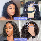 Deep Wave Bob Lace Front Human Hair Wigs Short Bob Wig 13x4 4x4 Lace Frontal Wigs Brazilian Black Pre Plucked Curly Human Hair