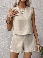 Summer Shorts Sets Women 2026 Fashion Sleeveless Loose Tank Tops And Short Pants Two Piece Sets Women Outfit Casual Femme Suit
