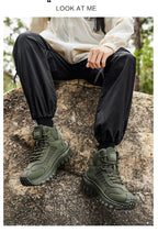 Men's Thick-Soled High-Top Boots, Non-Slip and Wear-Resistant, Suitable for Outdoor Hiking and Everyday Casual Wear