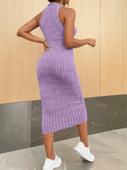 Solid Halter Neck Bodycon Midi Dress High-end temperament vest halter dress women's summer new high-waist slim temperament slim