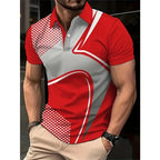 New 3D Printed Colorful Striped Man Polo Shirts Geometric Color Block Pattern Men's Clothes Shirt Casual Lapel Short Sleeve Tops