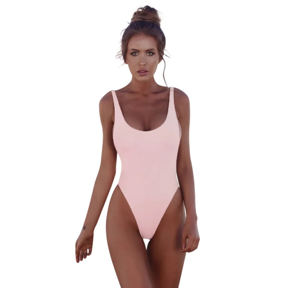Women's One-piece Swimsuit Sexy Solid Color Shoulder Strap Swimming Bathing Surfing Suit Beach Sports Wear Sexy Swimwear