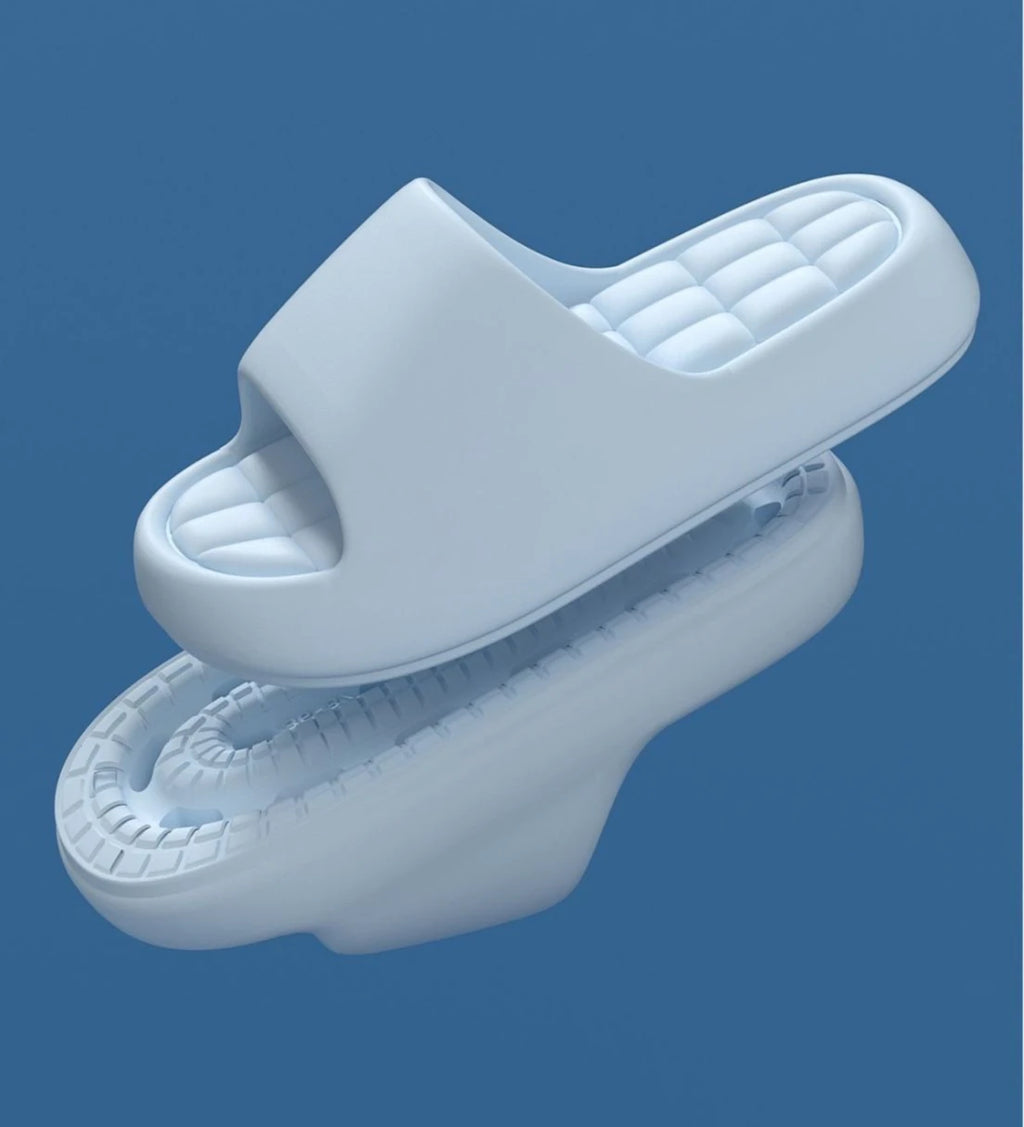 Unisex Bathroom Slippers Cloud Cushion Slides Summer Flat Sandals Thick Platform Shoes Man Indoor Non-Slip Couple Flip Flops
