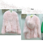 Fox Fur Coat Women's Winter Fashion Warm 100% Fox Fur Coat Hooded Long Sleeved Sweet Women's Luxury Designer Coat