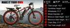 EOEOTWO 1500W Fat Tire Electric Bike for Adults 26"x4.0 All Terrain Ebike 34MPH Fast Mountain E-Bike 48V Long Range Snow Beach Bicycle