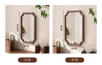 Retro Solid Wood Dressing Mirror Makeup Mirror Wall-mounted Bathroom Toilet Wall-mounted Punch-free Rectangular Bathroom Mirror