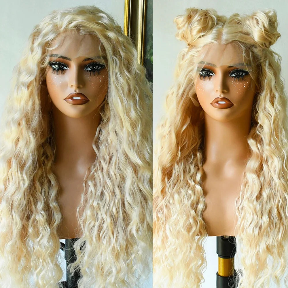Rose Pink Small Curls Lace Front Wig 13x4 HD Deep Wave Frontal Wig for Women Synthetic Lace Frontal Wig Pre Plucked Daily