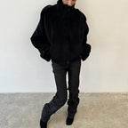 Casual Solid Loose Jackets Women Fashion Full Sleeve Single Breasted Stand Collar Short Coats Female 2025 Autumn Lady Outwears