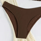 2026 Sexy Four-piece Women Swimsuit Long-sleeve Cover-up Swimwear Summer Solid Bikini Set Brazilian Beachwear Party bathing suit