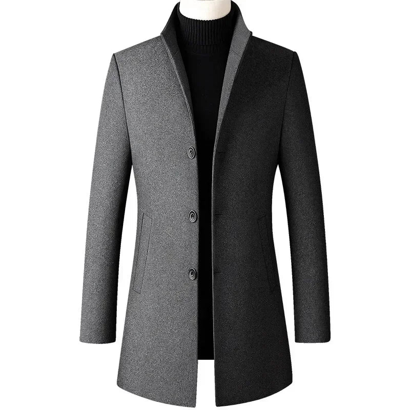 TFETTERS Brand Trench Coat Korean Fashion Business Casual Stand Collar Long Jackets for Men 2025 Autumn Windbreaker Winter Coats Main image