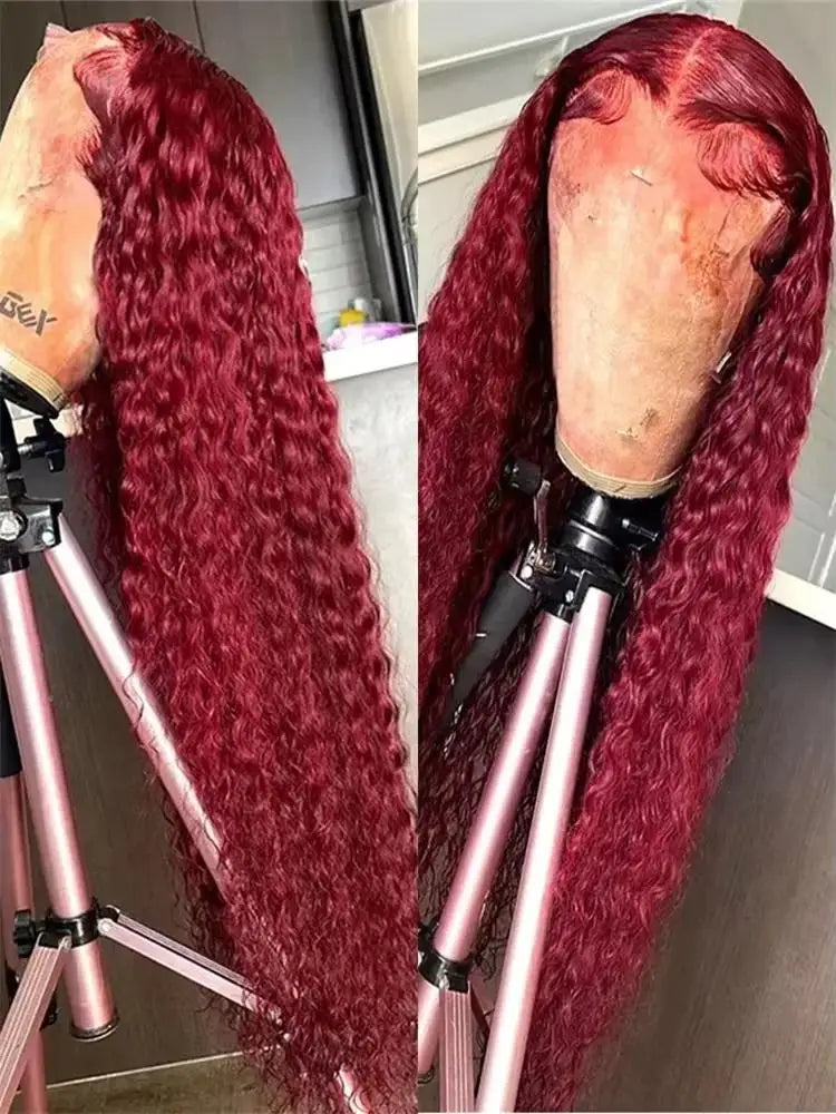 Rose Pink Small Curls Lace Front Wig 13x4 HD Deep Wave Frontal Wig for Women Synthetic Lace Frontal Wig Pre Plucked Daily