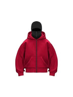Men's and women's Balaclava Y2K Gothic Harajuku winter new item double hooded sweatshirt Unisex hooded mask zipper sportswear