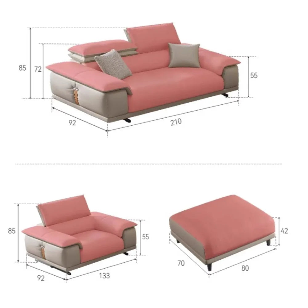 Genuine Leather Italian Living Room Sofa Luxury Lounge Designer Minimalist Sofa Modern Family Muebles Home Furniture Accessories