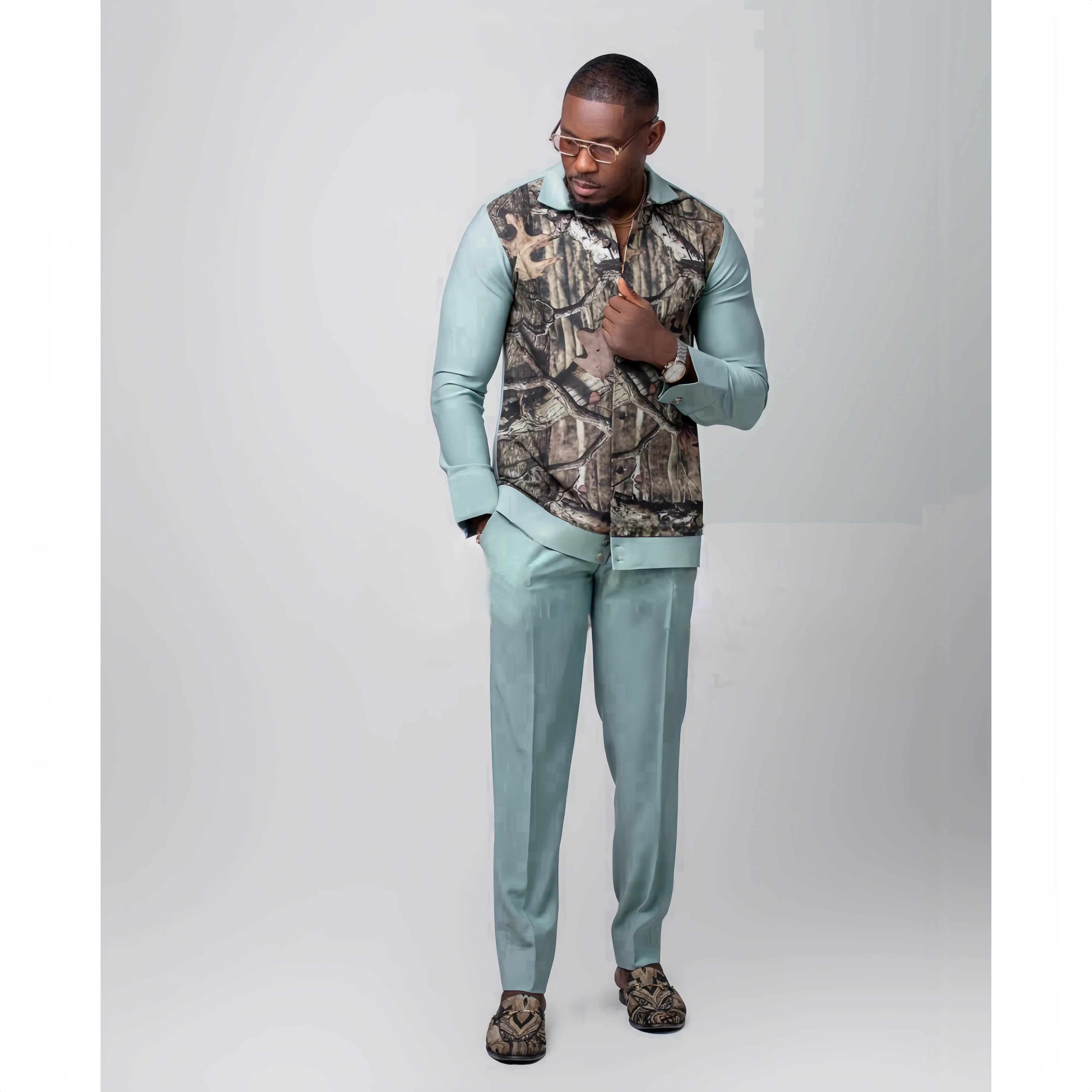 2026 new traditional men's suit luxury gentleman's shirt suit casual travel banquet men's two-piece set fashionable men's suit