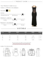 kliou Patchwork Elegant Women Maxi Dress Classic Sexy Sheer Ribbons Halter Backless Bodycon Female Trend Festival Evening Wear