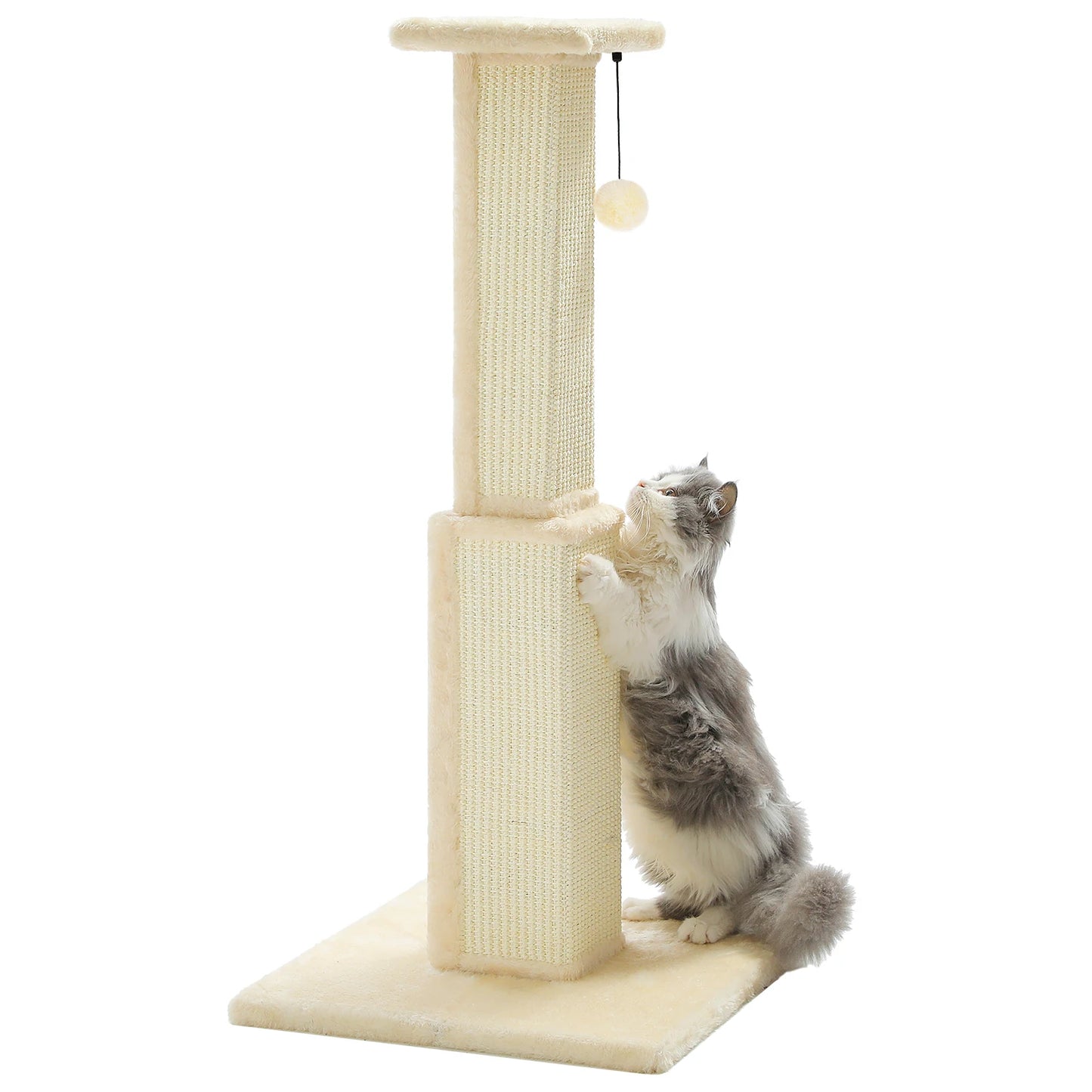 Large Cat Scratching Post for Indoor Cats Adults Ultimate Scratch Post with Woven Sisal Dangling Ball Tall Cat Scratcher Cat Toy