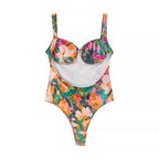 Floral Print Sexy Bodysuit Pant Set Hot Girl Sweetheart Backless Spaghetti Straps Top Elastic Waist Capri Pants Lady Outfit