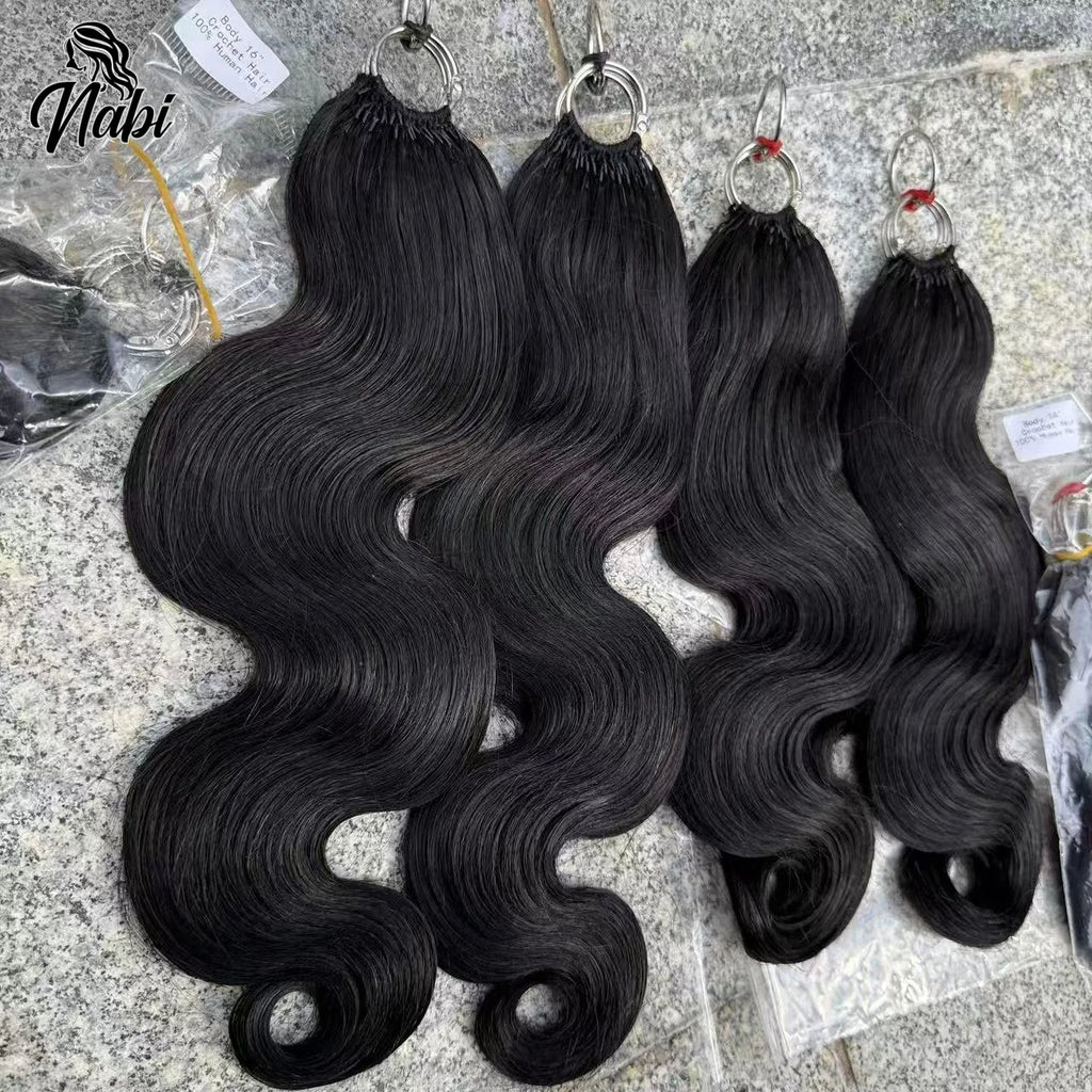 NABI Pre-Separated Crochet Human Hair Bundle Miracle Knots Braiding 14-18inch Water Wave Curly 100% Human Hair for Women