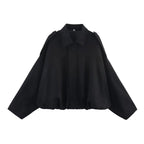 DUOPERI Women 2025 New Solid Bomber Jackets Lapel Neck Long Sleeves Female Elegance Chic Casual Jacket Tops