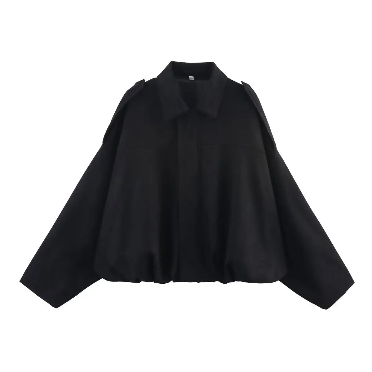DUOPERI Women 2025 New Solid Bomber Jackets Lapel Neck Long Sleeves Female Elegance Chic Casual Jacket Tops