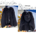Fox Fur Coat Women's Winter Fashion Warm 100% Fox Fur Coat Hooded Long Sleeved Sweet Women's Luxury Designer Coat