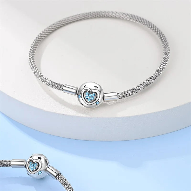 Bracelet Silver 925 Original 17-20CM Star Moon Sun Four Leaf Clover Green Zircon Bracelets Fit DIY Charms Birthday Jewelry Gifts
