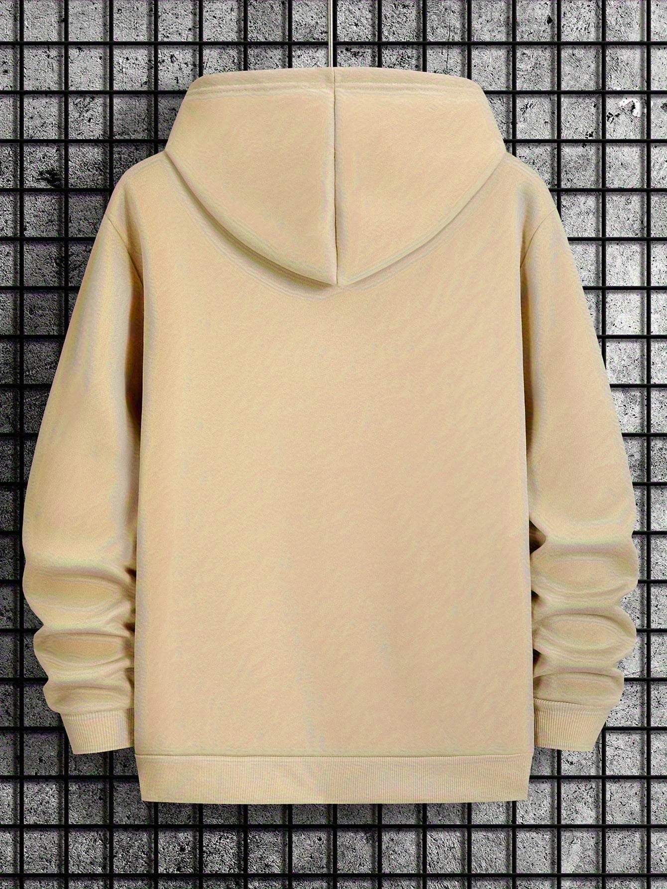 Men's autumn and winter casual fashion loose and comfortable letter print long sleeved hooded sweatshirt warm pullover