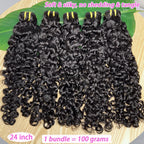 Burmese Curly Human Hair Bundles #1B Natural Color Wavy Raw Virgin Hair Weave Extensions Bouncy Curly 100% Human Hair For Women