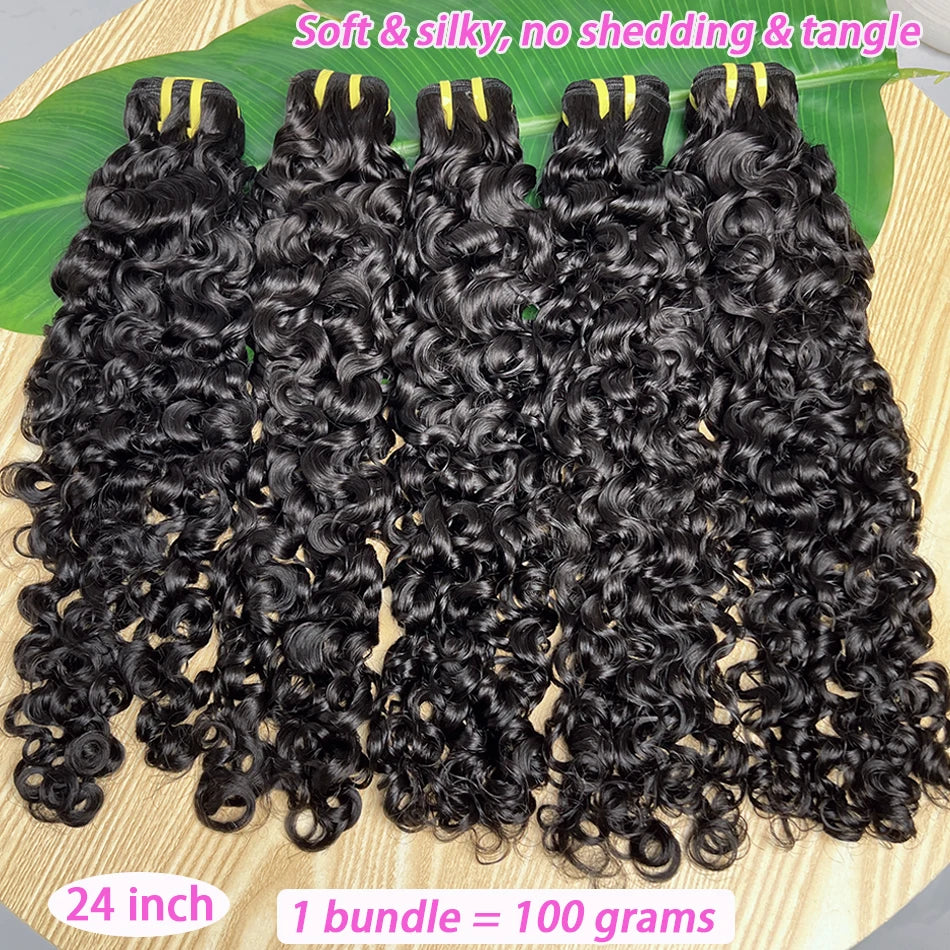 Burmese Curly Human Hair Bundles #1B Natural Color Wavy Raw Virgin Hair Weave Extensions Bouncy Curly 100% Human Hair For Women