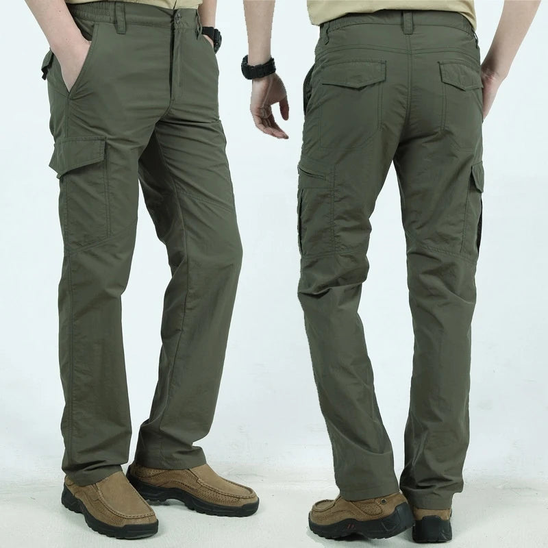 Outdoor Waterproof Tactical Cargo Pants Men Breathable Summer Casual Army Military Long Trousers Male Quick Dry Cargo Pants
