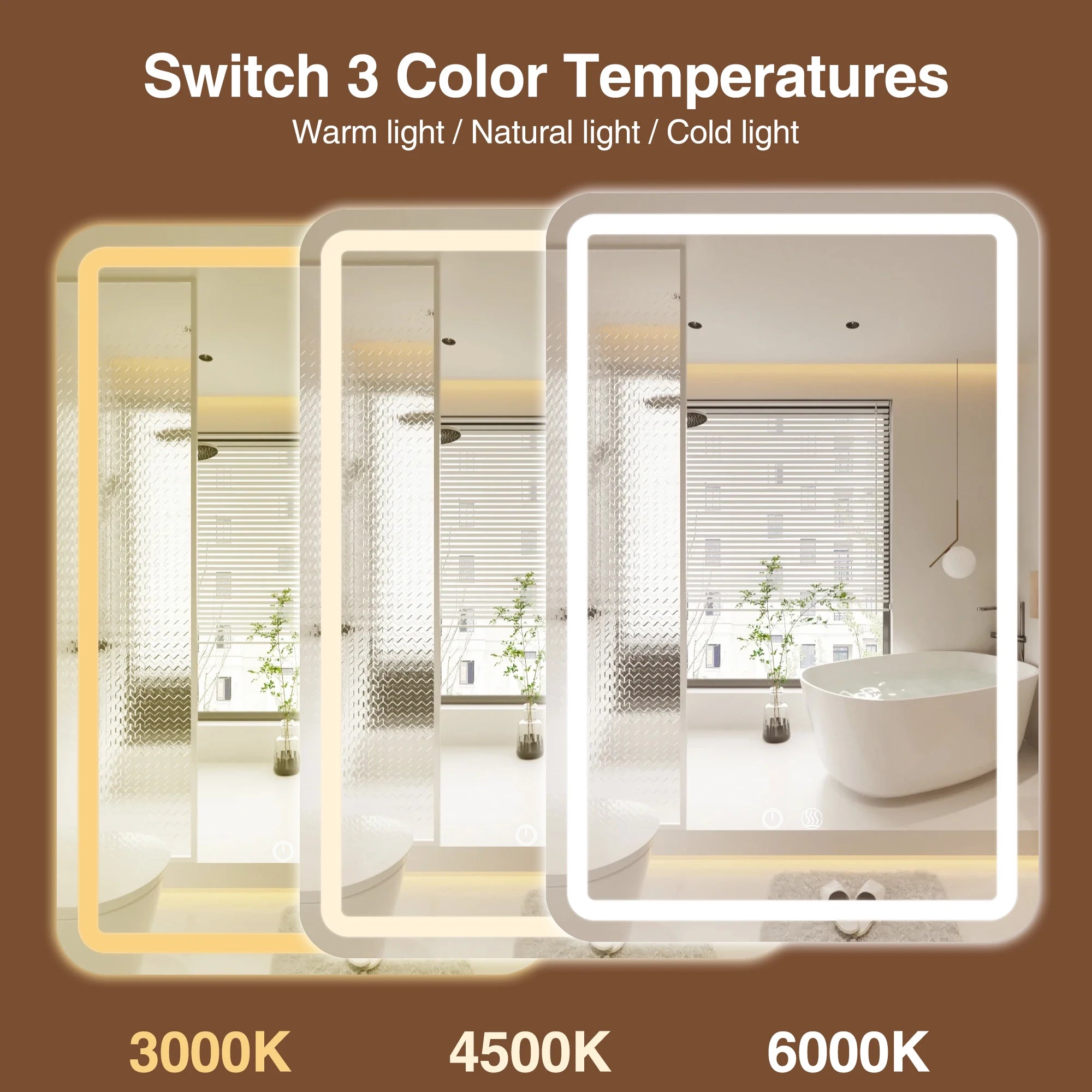 LED Bathroom Mirror Cabinet 3-Tier Storage Detachable Shelves Color Dimmable Defogging Wall Mounted Cabinet Bathroom Furniture Secondary image
