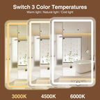 LED Bathroom Mirror Cabinet 3-Tier Storage Detachable Shelves Color Dimmable Defogging Wall Mounted Cabinet Bathroom Furniture