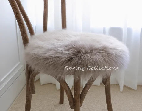 35/40/45CM 100% Pure Sheepskin Wool Hairy Floor Carpet Rugs Round Chair Cushion Seat Pad Covering Soft