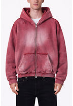 ROSE DISTRESSED ZIP HOODIE