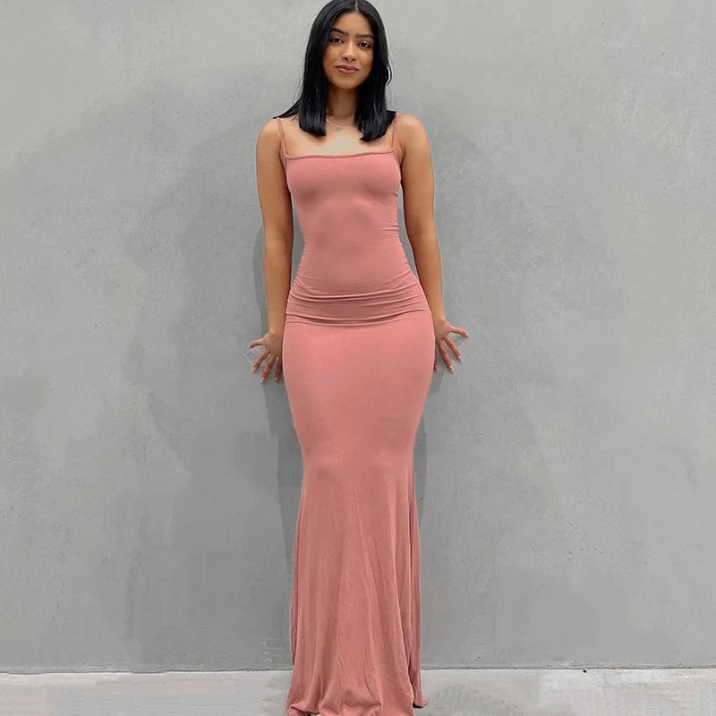Satin Slip Sleeveless Backless Maxi Dress Women 2026 Y2k Summer Bodycon Elegant Sexy Outfits Ladies Birthday Party Club Sundress
