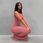 Satin Slip Sleeveless Backless Maxi Dress Women 2026 Y2k Summer Bodycon Elegant Sexy Outfits Ladies Birthday Party Club Sundress