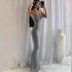 Satin Slip Sleeveless Backless Maxi Dress Women 2026 Y2k Summer Bodycon Elegant Sexy Outfits Ladies Birthday Party Club Sundress