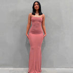 Satin Slip Sleeveless Backless Maxi Dress Women 2026 Y2k Summer Bodycon Elegant Sexy Outfits Ladies Birthday Party Club Sundress