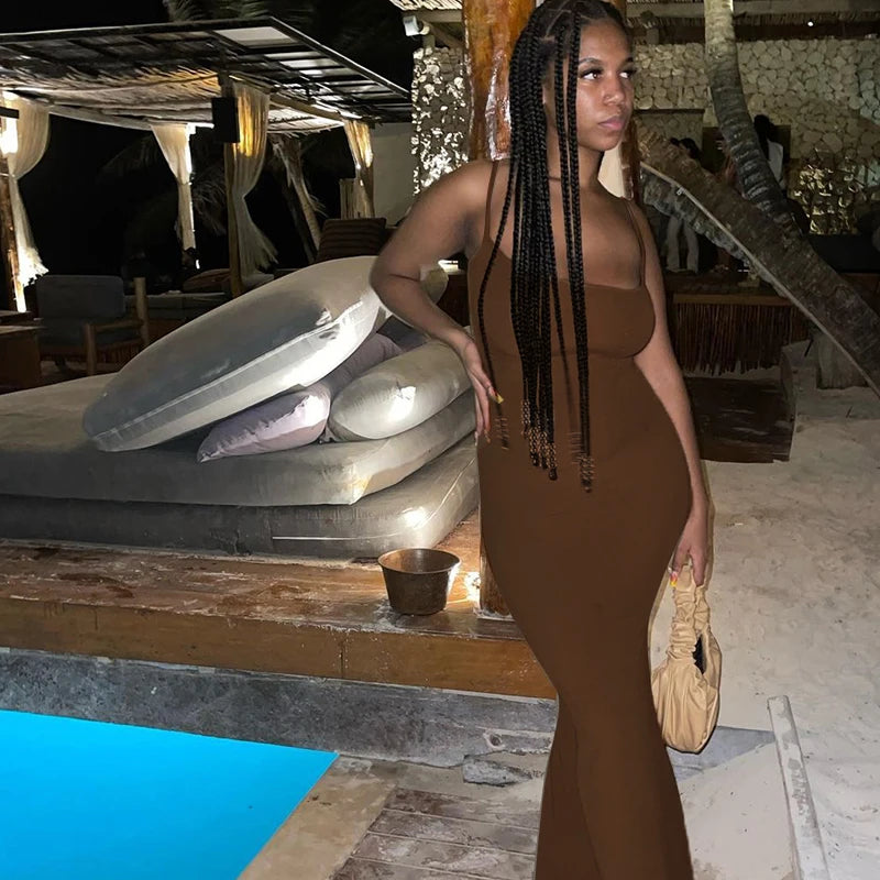 Satin Slip Sleeveless Backless Maxi Dress Women 2022 Y2k Summer Bodycon Elegant Sexy Outfits Ladies Birthday Party Club Sundress