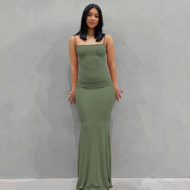 Satin Slip Sleeveless Backless Maxi Dress Women 2026 Y2k Summer Bodycon Elegant Sexy Outfits Ladies Birthday Party Club Sundress