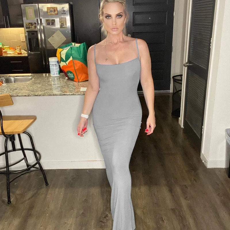 Satin Slip Sleeveless Backless Maxi Dress Women 2022 Y2k Summer Bodycon Elegant Sexy Outfits Ladies Birthday Party Club Sundress