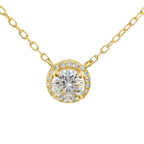 Sterling Silver Round 6MM 0.8CT Moissanite W/ Halo Necklace