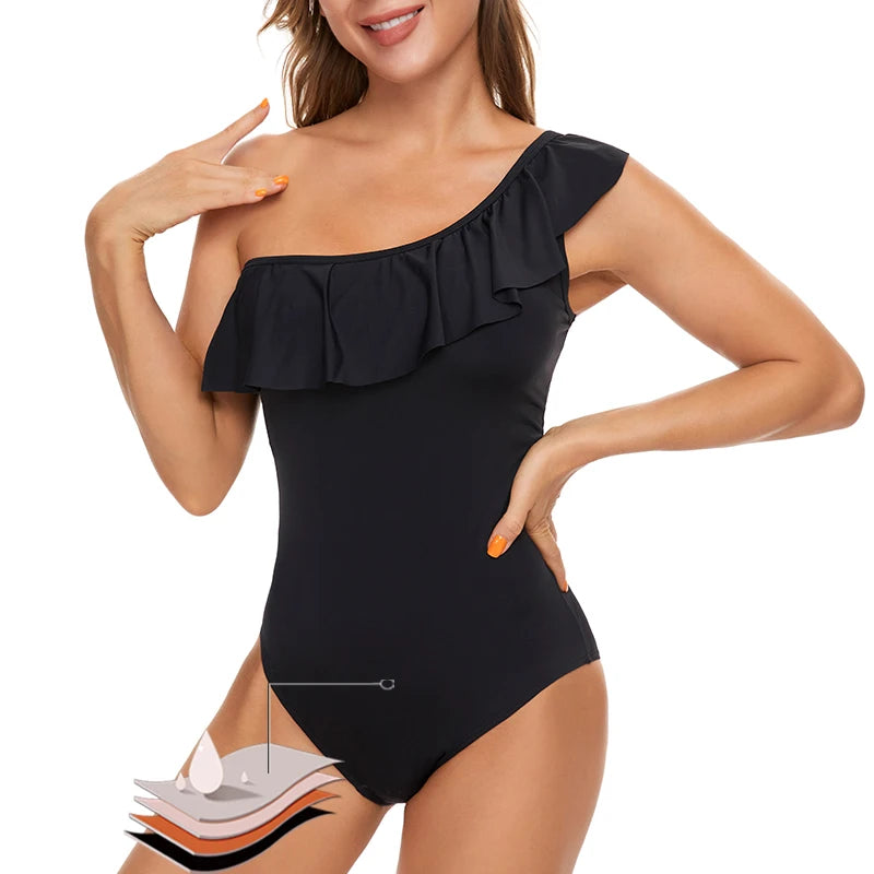 Period Swimsuits One-piece Swimwear Fast Absorption 4-Layer Leak Proof Menstrual Beachwear Period Panties Women's Underwear Main image