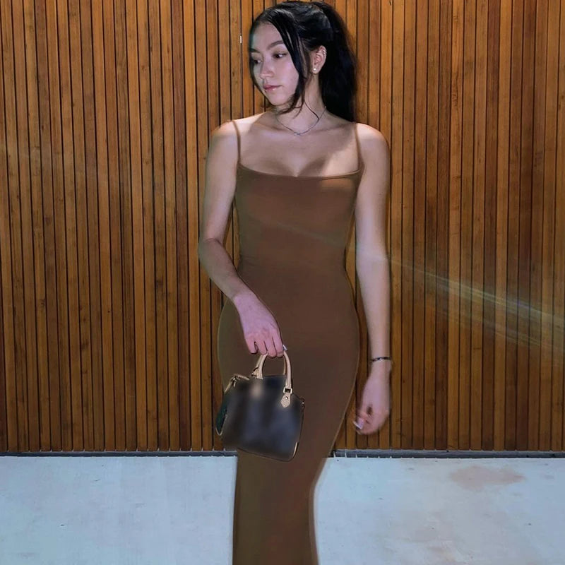 Satin Slip Sleeveless Backless Maxi Dress Women 2026 Y2k Summer Bodycon Elegant Sexy Outfits Ladies Birthday Party Club Sundress