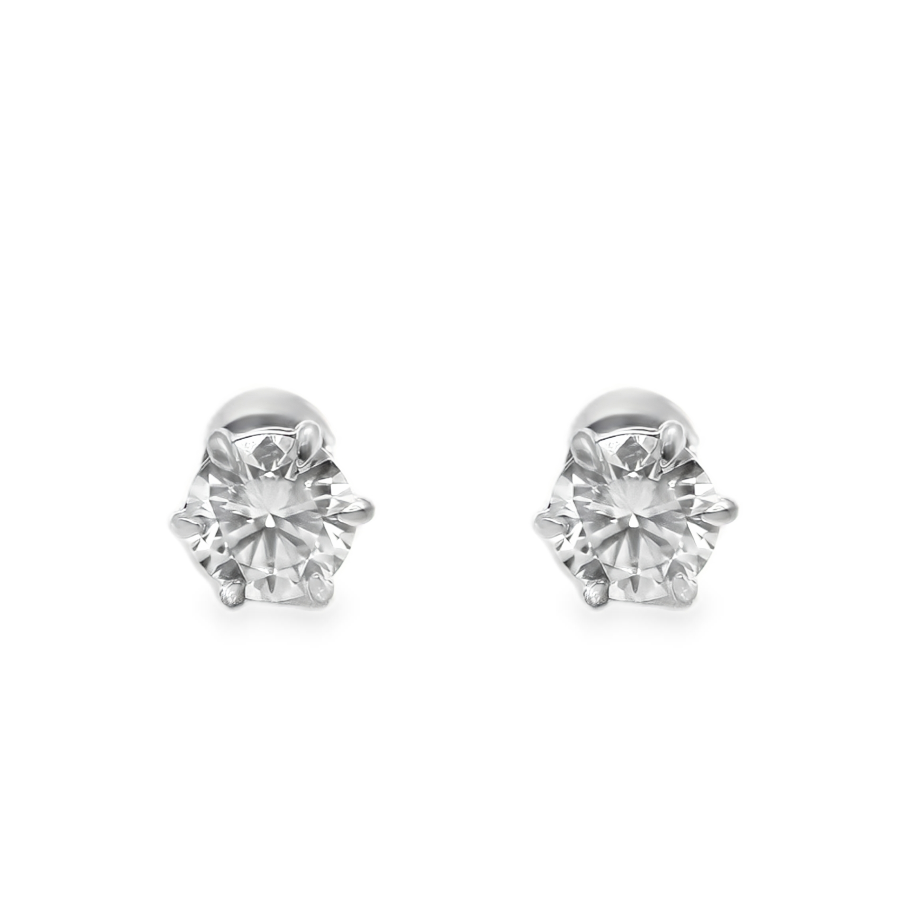 Sterling Silver 6 Prong 6MM 0.8CT Round Moissanite Earrings