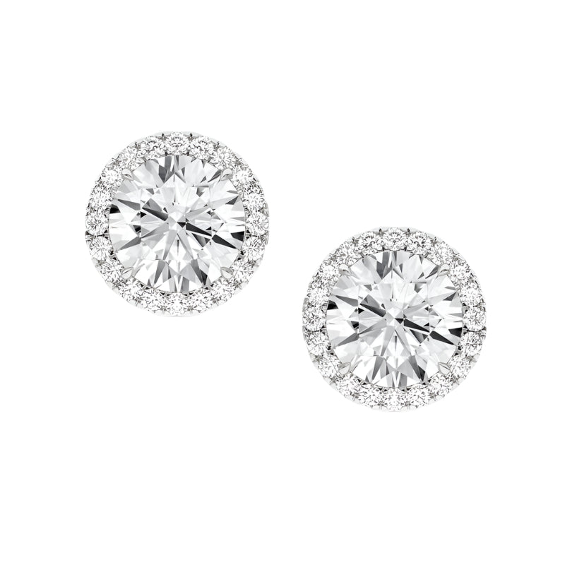 Sterling Silver Round 5MM 0.5CT Moissanite W/ Halo Earrings Main image