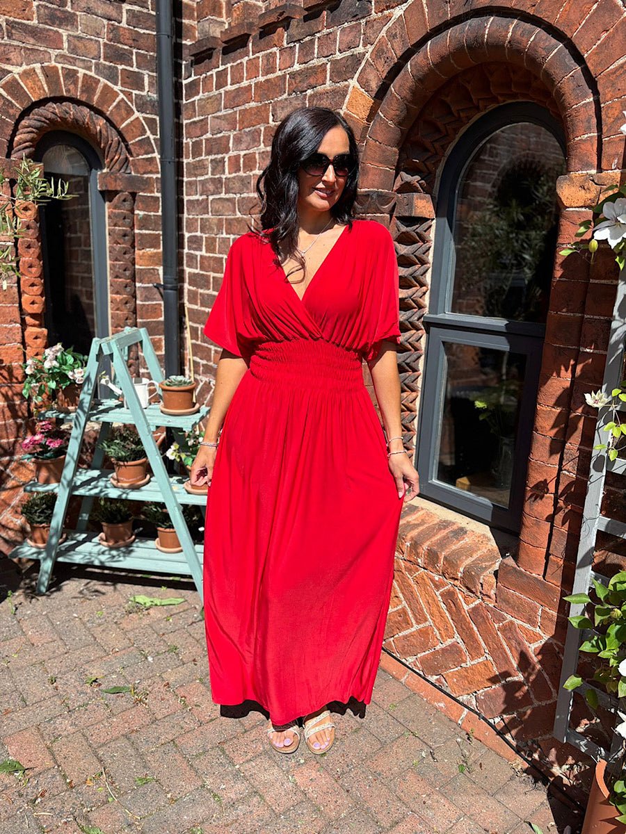 Aydan Bat Sleeved V-neck Slit Dress Secondary image